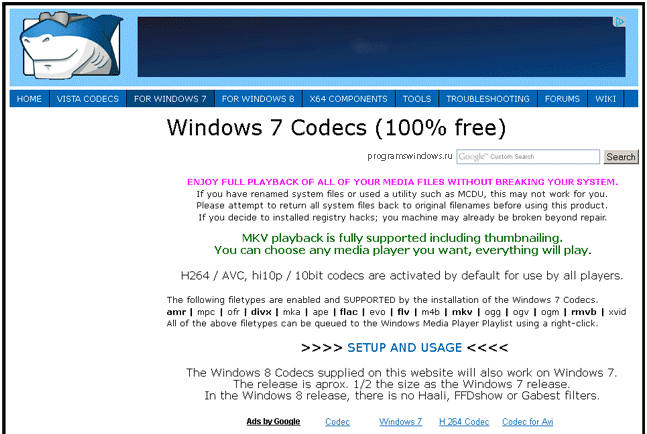 advanced codecs for windows 7 download